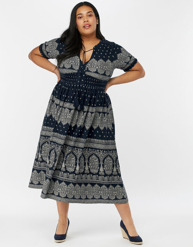 Hatty Heritage Print Dress, Blue (NAVY), large