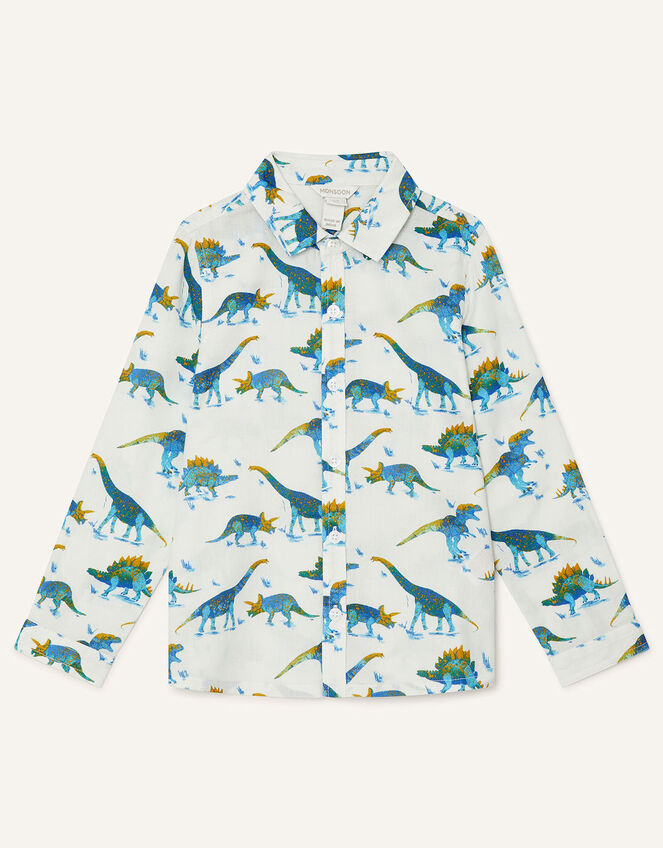 Dino Shirt in Pure Cotton, Ivory (IVORY), large