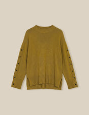Bree Button Knit Sweater, Green (CHARTREUSE), large