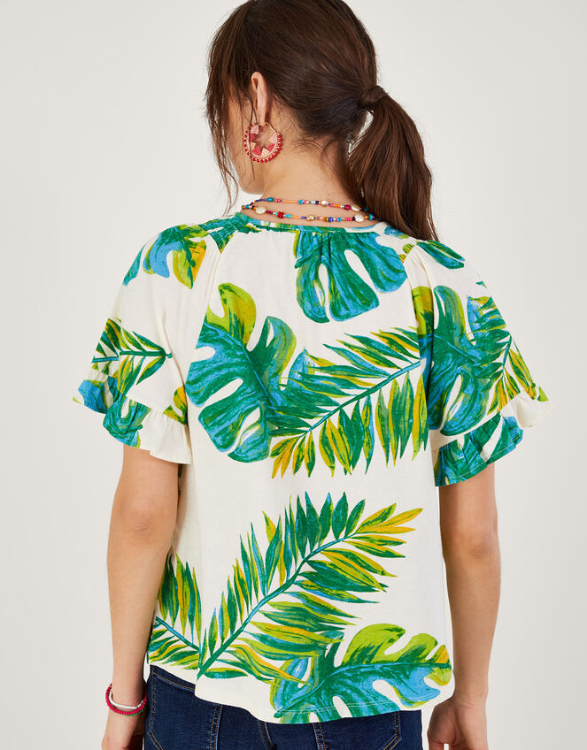 Palm Print Jersey Top , Ivory (IVORY), large