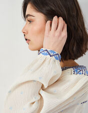 East Aria Embroidered Crinkle Blouse, Ivory (IVORY), large