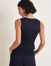 Paige Pinstripe Waistcoat, Blue (NAVY), large