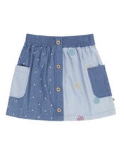 Frugi Embroidered Denim Skirt, Blue (BLUE), large