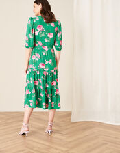 Alexis Floral Tiered Midi Dress, Green (GREEN), large