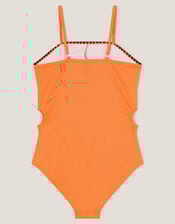 Textured Cut-Out Swimsuit, Orange (ORANGE), large