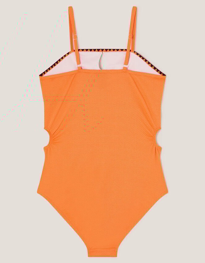 Textured Cut-Out Swimsuit, Orange (ORANGE), large