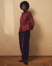East Nyla Velvet Balloon Trousers, Red (WINE), large