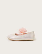 Corsage Metallic Faux Leather Ballet Flats, Pink (PINK), large