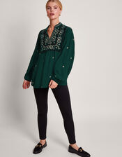 Posie Paisley Embroidered Blouse, Green (GREEN), large