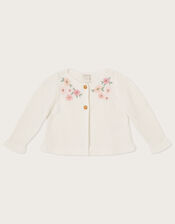 Baby Floral Peplum Cardigan, Ivory (IVORY), large