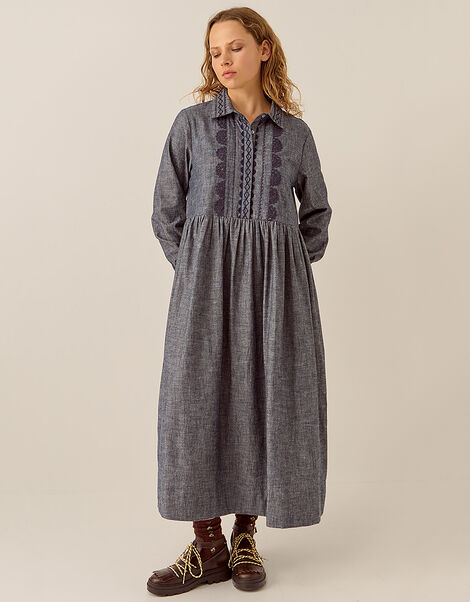 East Shreya Chambray Cotton Shirt Dress, Blue (BLUE), large