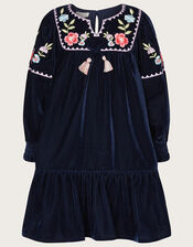 Boutique Velvet Boho Dress, Blue (NAVY), large