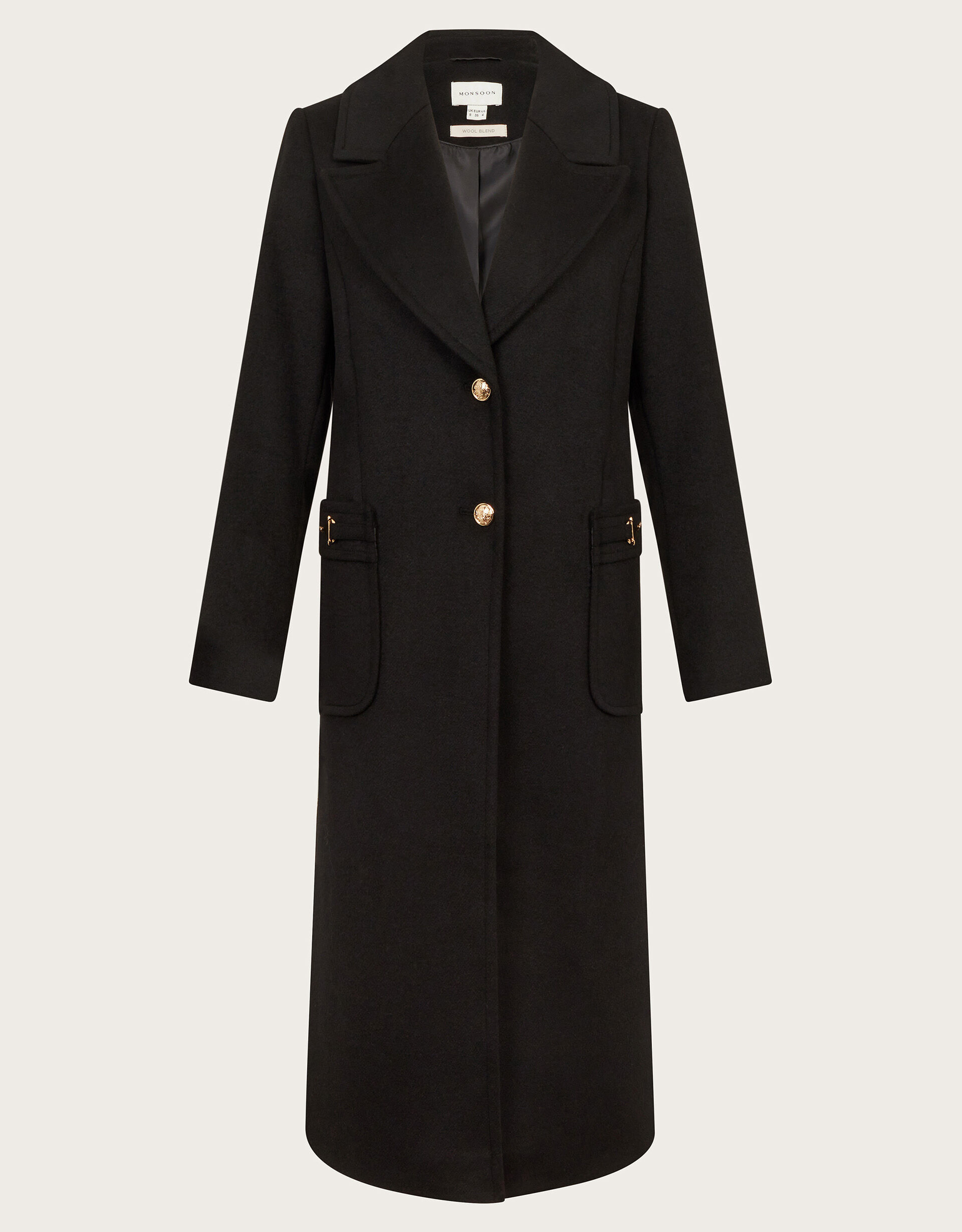 Fleur Military Longline Coat Black