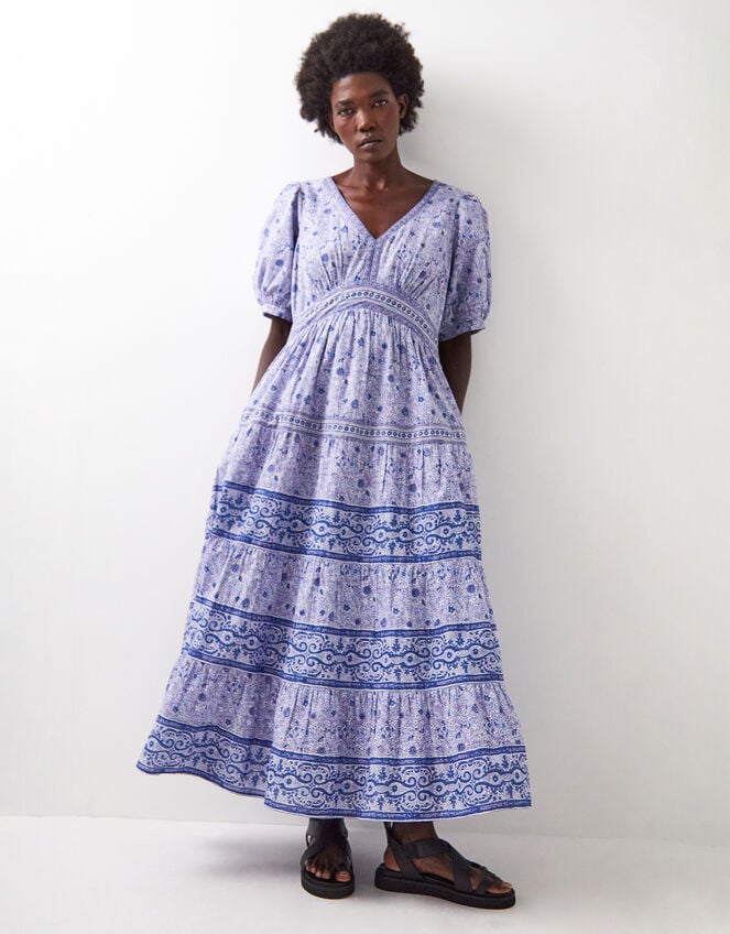 East Tiera Floral Tiered Maxi Dress, Blue (BLUE), large