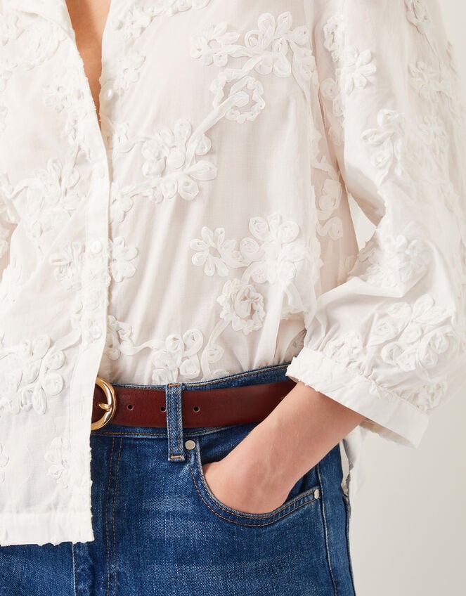 Blair Floral Cornelli Cotton Blouse, Ivory (IVORY), large