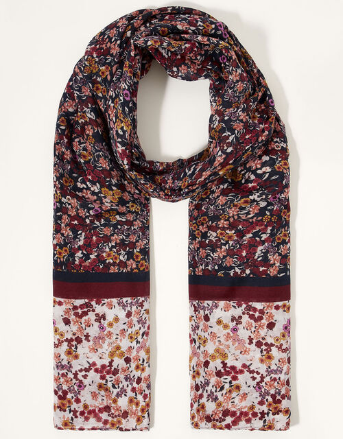 Ditsy Floral Border Lightweight Scarf, , large