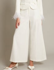 Mara Wide Leg Bridal Trousers, Ivory (IVORY), large