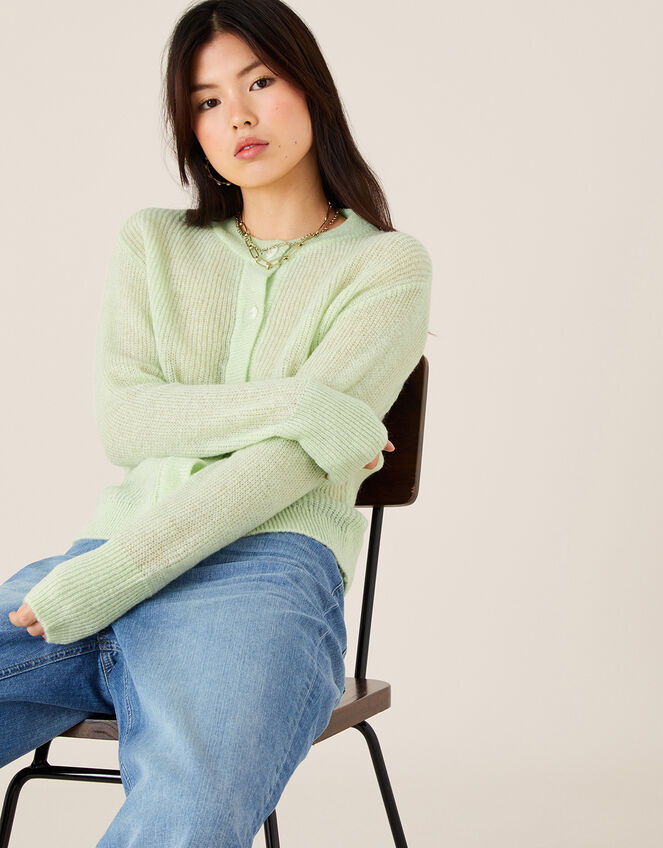 Button-Through Short Cardigan, Green (MINT), large