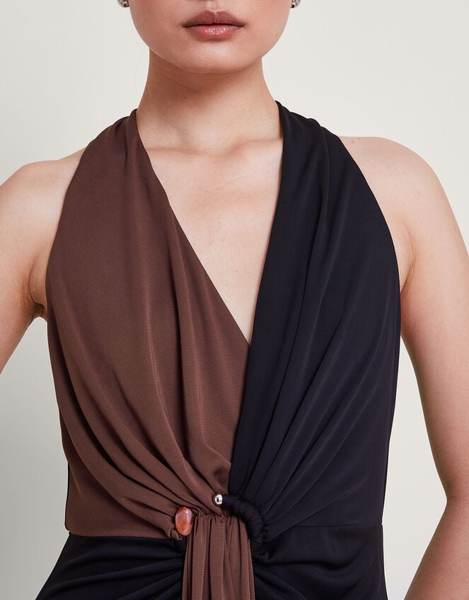 Tia Two-Tone Dress, Brown (BROWN), large