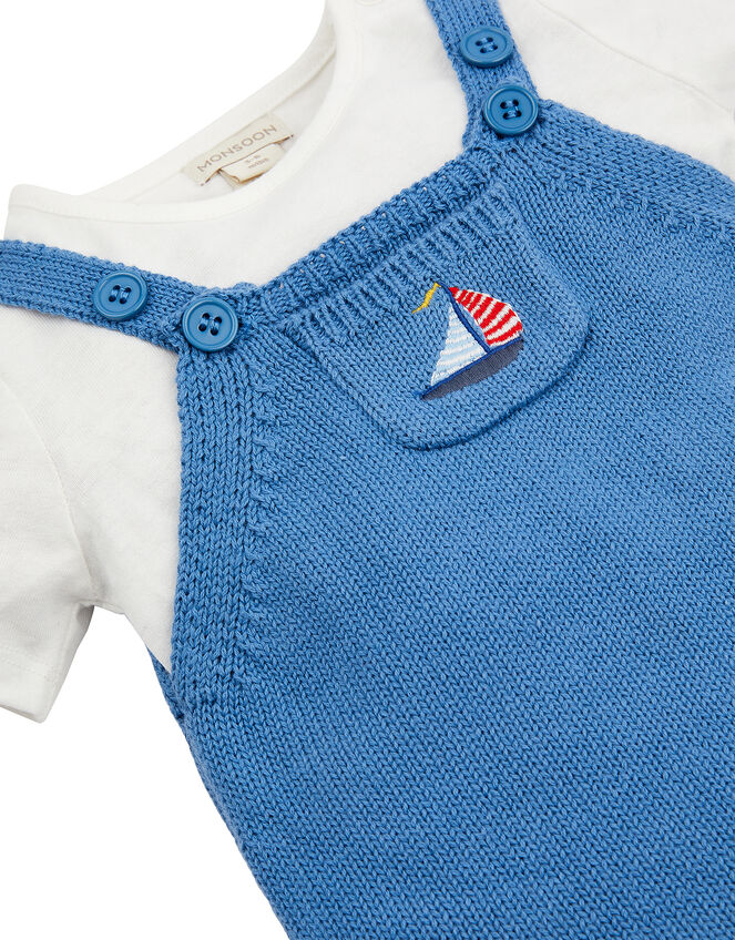 Newborn Baby Boat Dungarees Set, Blue (BLUE), large