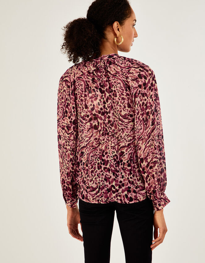 Animal Print Sequin Blouse, Pink (PINK), large
