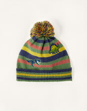 Dino Stripe Pom-Pom Beanie, Multi (MULTI), large