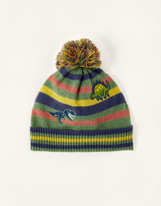 Dino Stripe Pom-Pom Beanie, Multi (MULTI), large