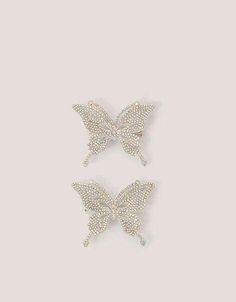 2-Pack Rhinestone Butterfly Hair Clips, , large