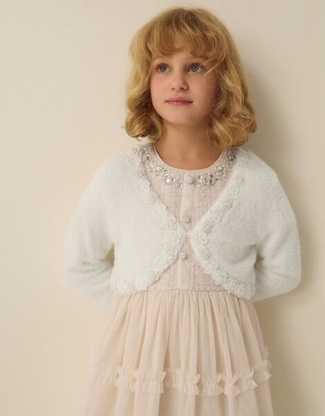 Phoebe Pearl Trim Cardigan, Ivory (IVORY), large