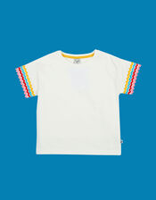 Frugi Ric Rac Trim T-Shirt, White (WHITE), large