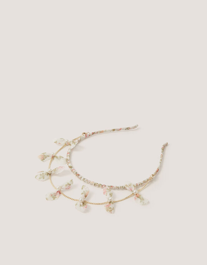 Embellished Floral Chain Headband , , large