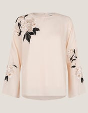 Ariah Floral Embellished Blouse, Cream (CREAM), large
