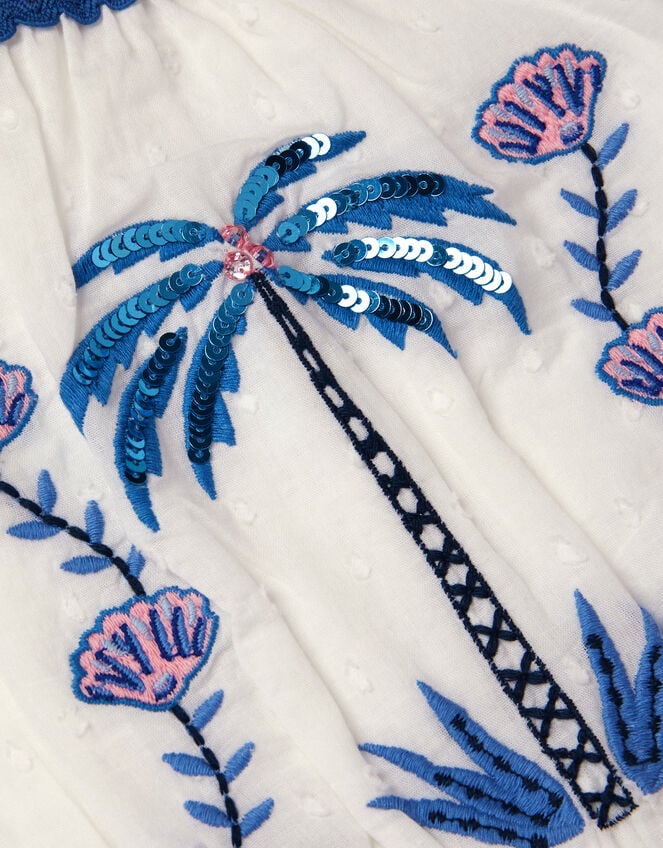 Shell & Palm Embellished Dress, Ivory (IVORY), large