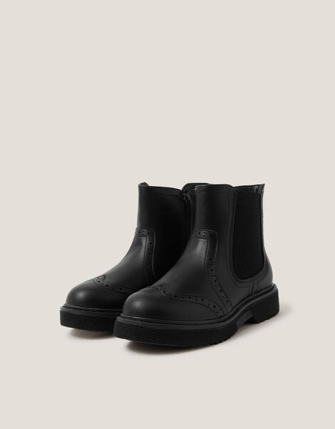 Brogue Chelsea Boots, Black (BLACK), large
