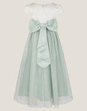Short Sleeve Satin Tulle Bridesmaid Dress, Green (SAGE), large