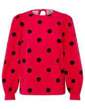 Candi Spot Print Top, Pink (PINK), large