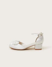 Communion Bow Two-Part Satin Heels, White (WHITE), large