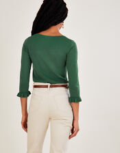 Square Neck &frac34; Sleeve Jumper with LENZING&trade; ECOVERO&trade;, Green (GREEN), large