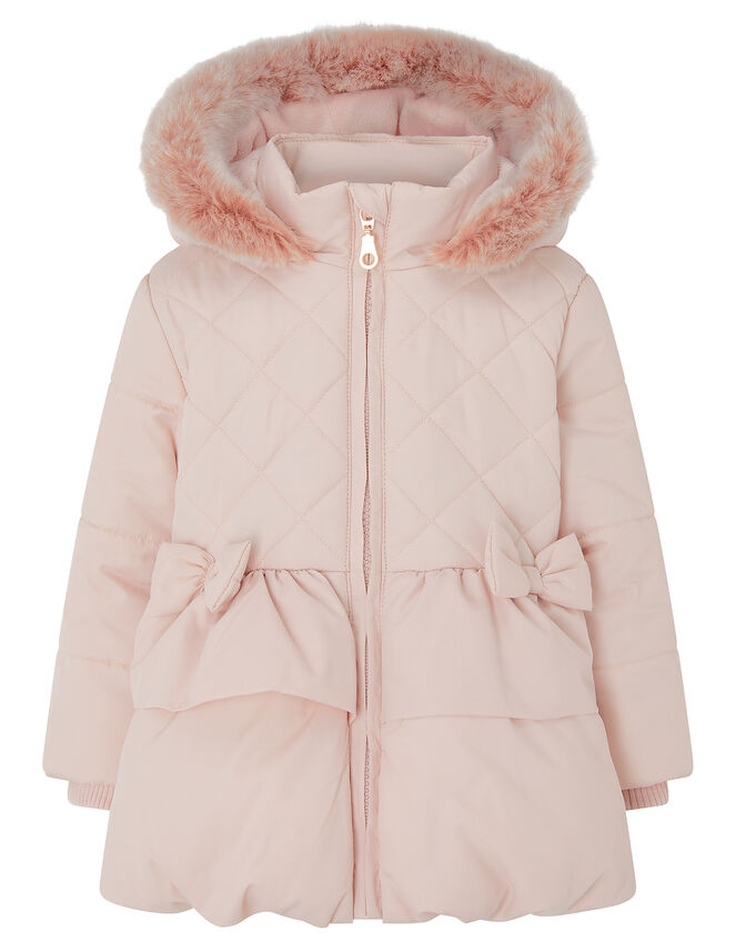 Padded Bow Puffball Coat, Pink (PINK), large