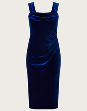 Caroline Velvet Cowl Midi Dress, Blue (COBALT), large