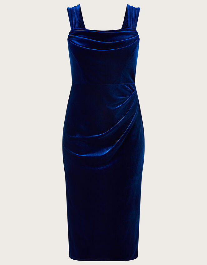 Caroline Velvet Cowl Midi Dress, Blue (COBALT), large