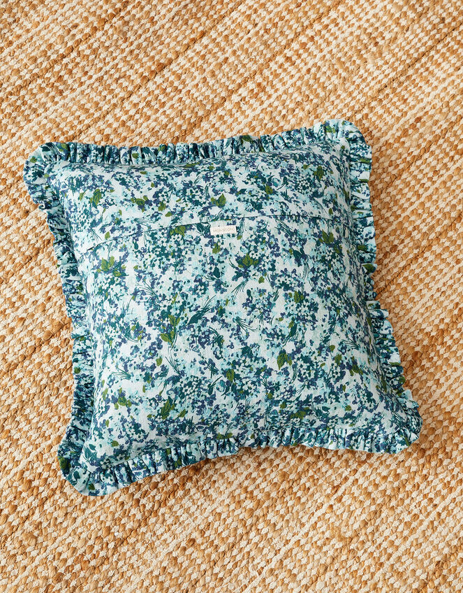 Frill Edge Floral Print Cushion, , large