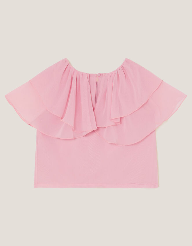 Paris Ruffle Chiffon Top, Pink (PINK), large