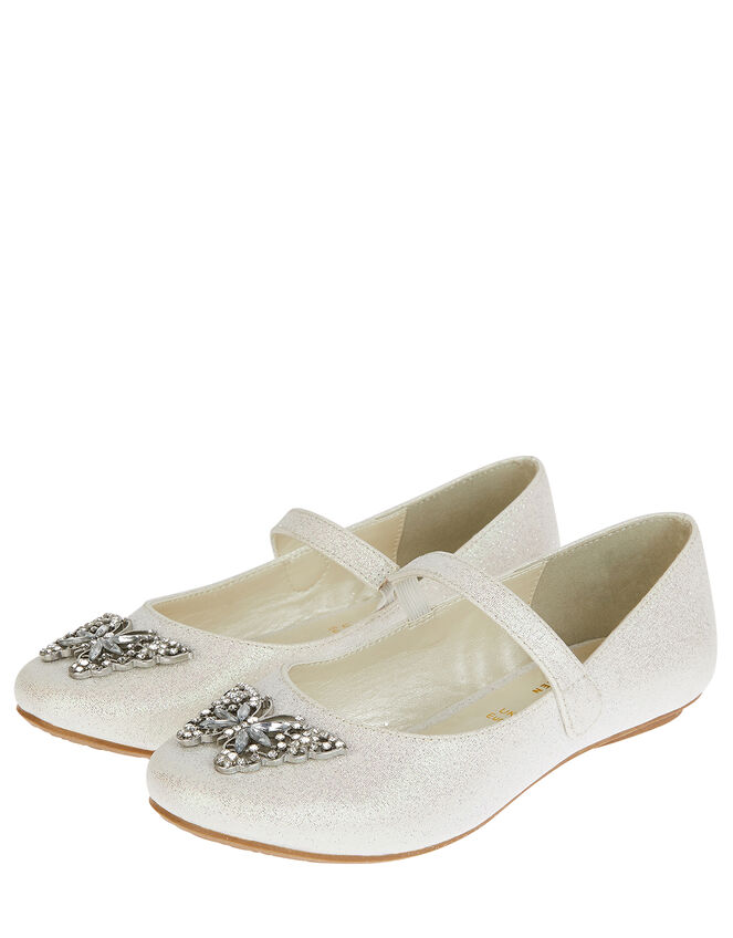 Carmen Butterfly Sparkle Ballerina Flats, Ivory (IVORY), large