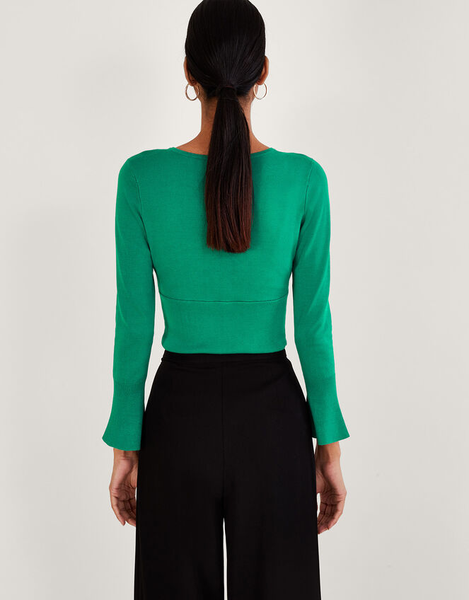 Plain Ring V-Neck Sweater with LENZING™ ECOVERO™, Green (GREEN), large