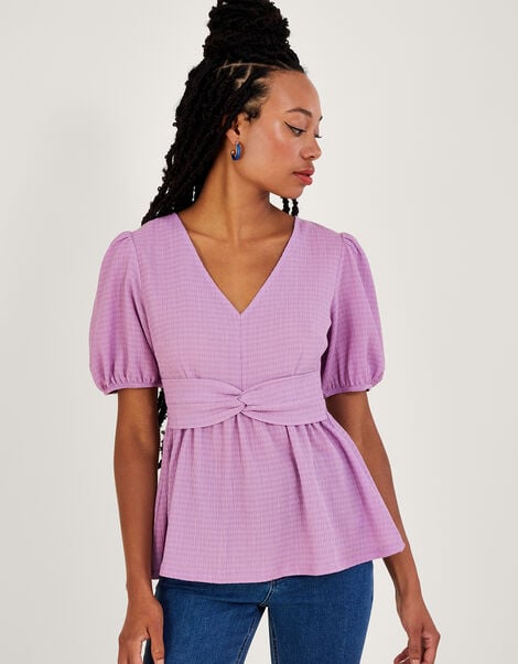 Twist Front Jersey Top, Purple (LILAC), large