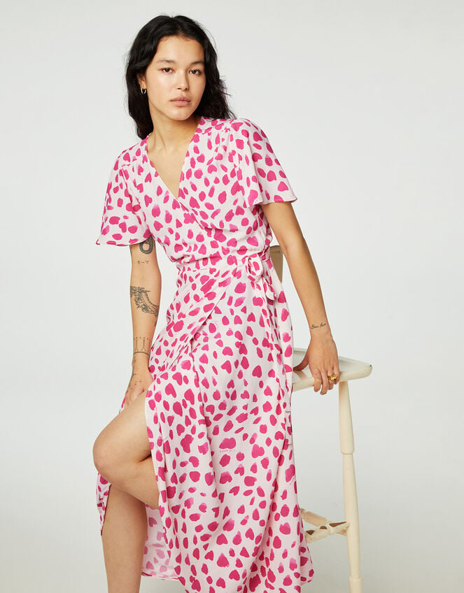 Fabienne Chapot Print Wrap Dress, Pink (PINK), large