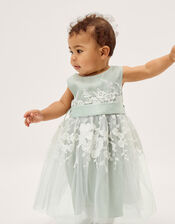Baby Felicity Embroidered Floral Dress, Green (SAGE), large