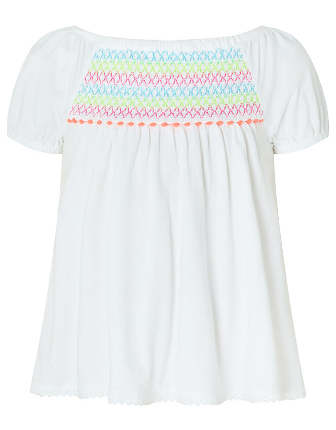 Peri Pom-Pom Top in Organic Cotton, Ivory (IVORY), large