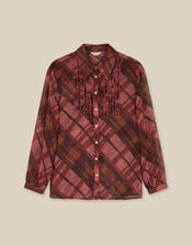 Melinda Ruffle Check Shirt, Pink (PINK), large